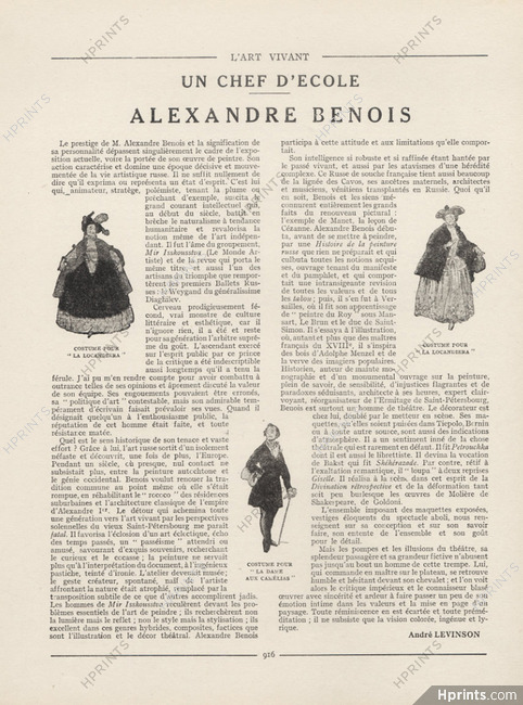 Alexandre Benois, 1926 - Artist's Career, Costumes pour La Locandiera, La Dame aux Camélias, Text by André Levinson