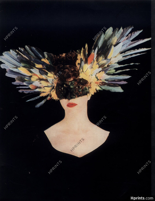 Leonor Fini 1946 Feathers Mask Costume, Bal du Pré-Catelan, Photo Rubin