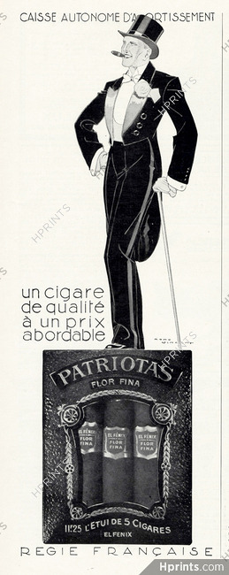 Patriotas (Cigares) 1932 El Fénix Flor Fina, René Vincent