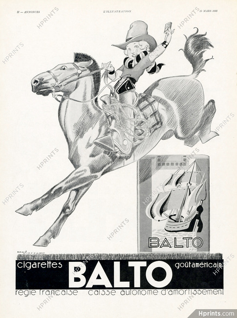 Balto (Cigarettes) 1932 René Vincent, cowboy, horse