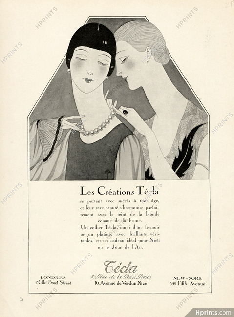 Técla (Jewels) 1925 Art Deco Style Necklace Pearls (Version B)