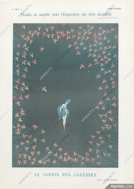 Bruyère 1925 "Le Jardin des Caresses" Model of carpet for the exhibition of the decorative arts