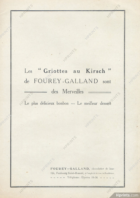 Fourey-Galland (Chocolates) 1921