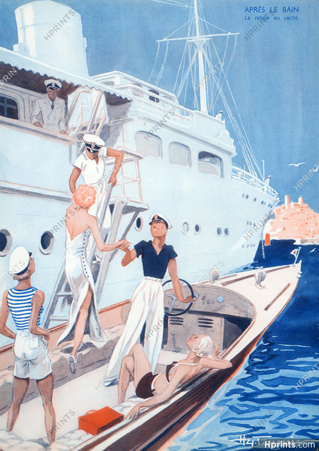Henry Fournier 1934 Le Retour du Yacht, Sailor, Boat