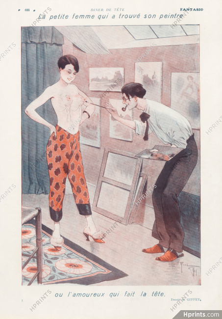 René Giffey 1927 Body-painting, Modèle D'artiste, Topless