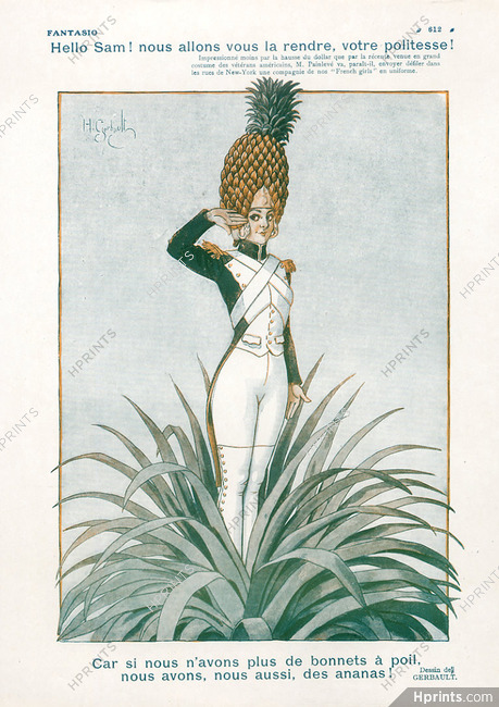 Henry Gerbault 1926 French-Girl, Cap in Pineapple, Military Costume