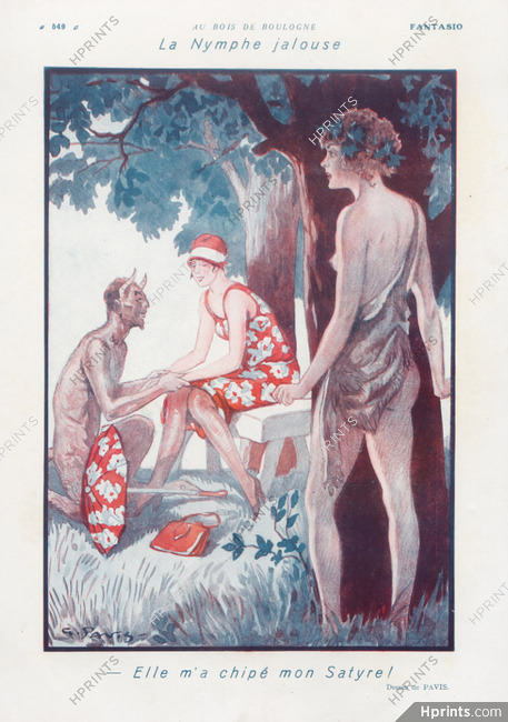 Georges Pavis 1927 Bois de Boulogne, Nymph jealous, Satyr, Faun