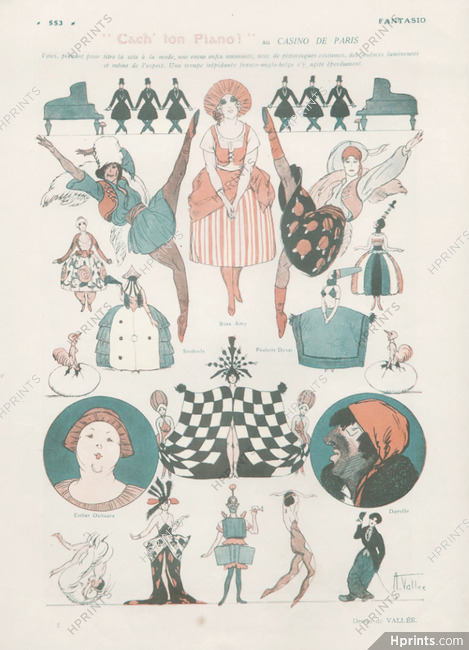 Armand Vallée 1920 Casino de Paris, "Cach' ton piano", Theatre Costumes
