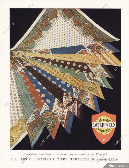 Souleiado - Charles Demery (Fabric) 1950 Imprimées à la main