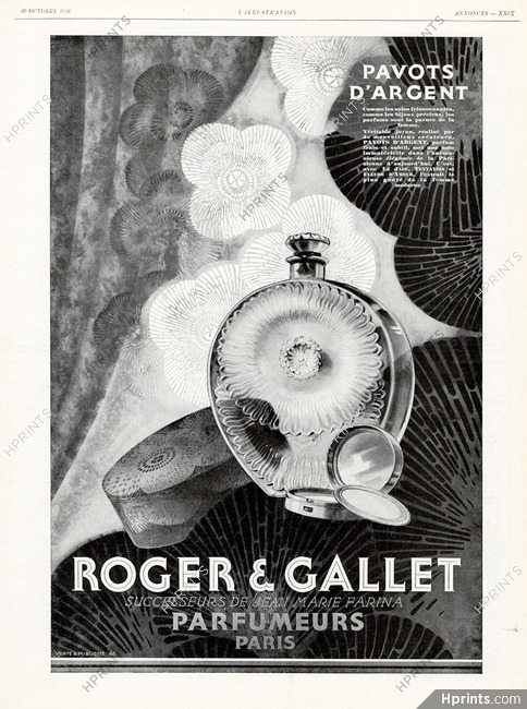 Roger & Gallet (Perfumes) 1928 Pavots D'Argent, Art Deco (L)