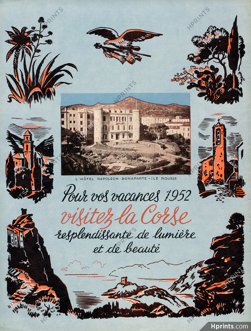 Hôtel Napoléon-Bonaparte, Île Rousse, Corse 1952