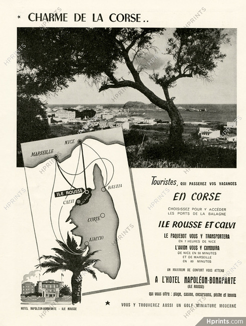 Hôtel Napoléon-Bonaparte, Île Rousse, Corse 1955