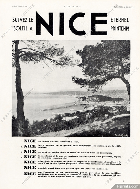 Nice 1931 Photo Giletta — Tourism — Advertisement