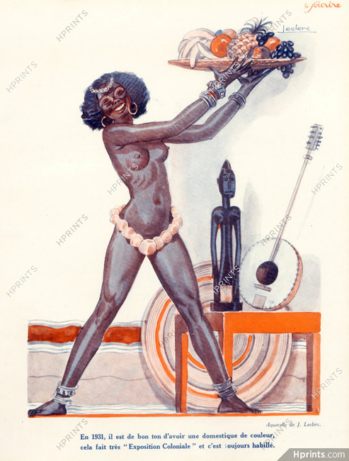 Jacques (Julien) Leclerc 1931 Africain Nude, Style "Exposition Coloniale"