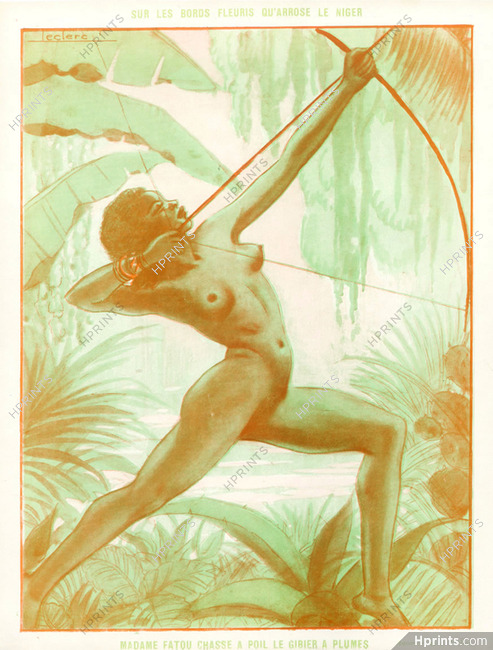 Jacques Leclerc 1931 Sur le Bord du Niger, Africain Nude, Huntress