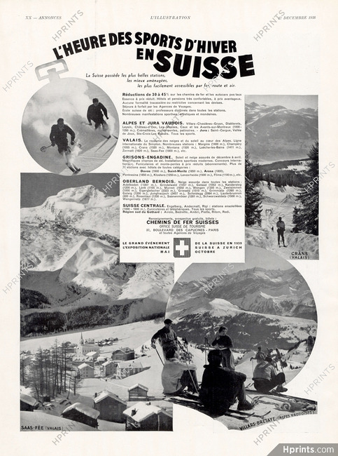 Office du Tourisme - Suisse (Switzerland) 1933 Saas-Fee, Crans