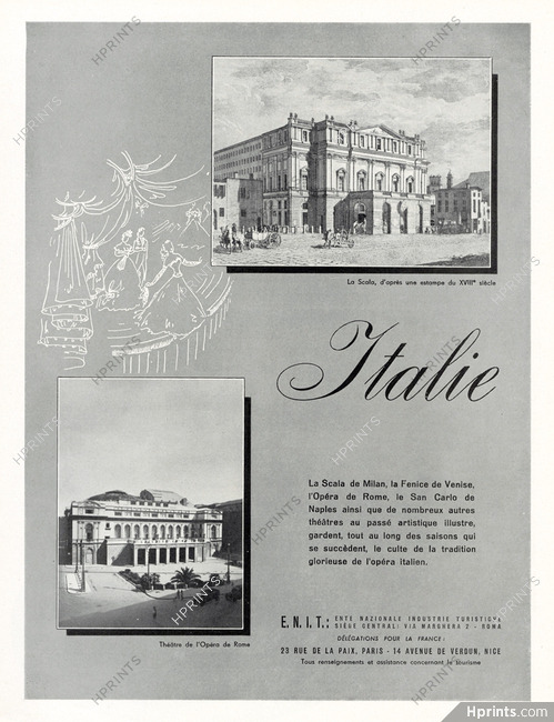 Office du Tourisme - Italie (Italia) 1949 La Scala, Opéra de Rome
