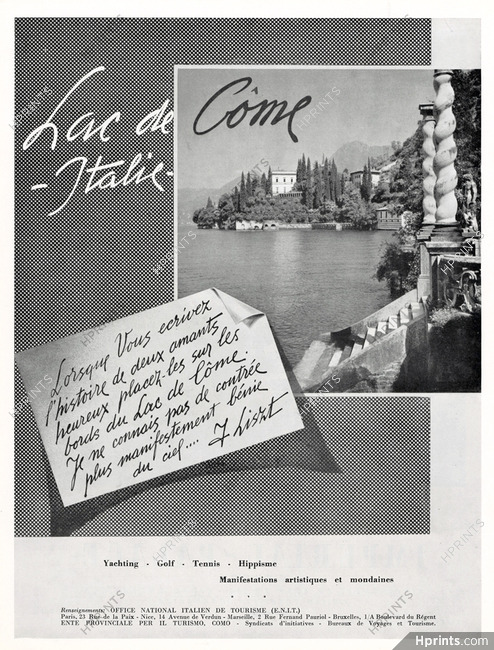 Office du Tourisme - Italie (Italia) 1953 Lac de Côme, Liszt