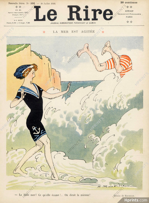 Roubille 1910 The Sea is Shaken. Bathing Beauty, Swimmer