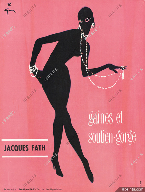 Jacques Fath 1956 Gaines et Soutien-gorge, René Gruau
