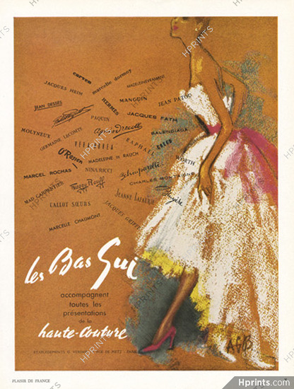 Bas Gui (Stockings) 1950 Haute Couture Logos