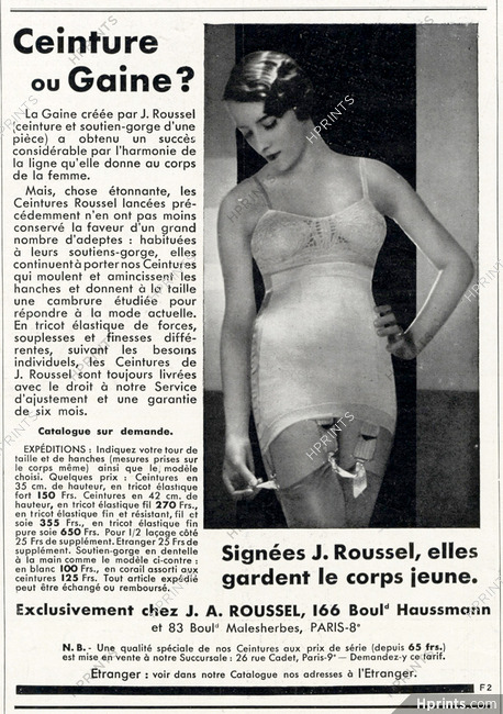 J.Roussel (Girdles) 1931 Corselette, Garters