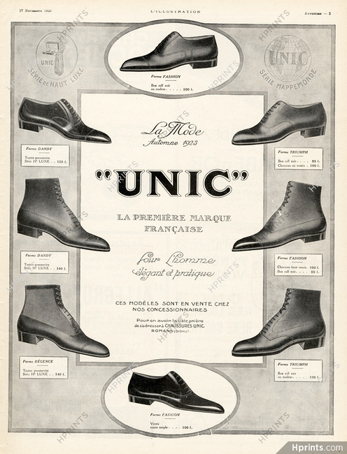 Unic (Shoes) 1923 — Advertisements