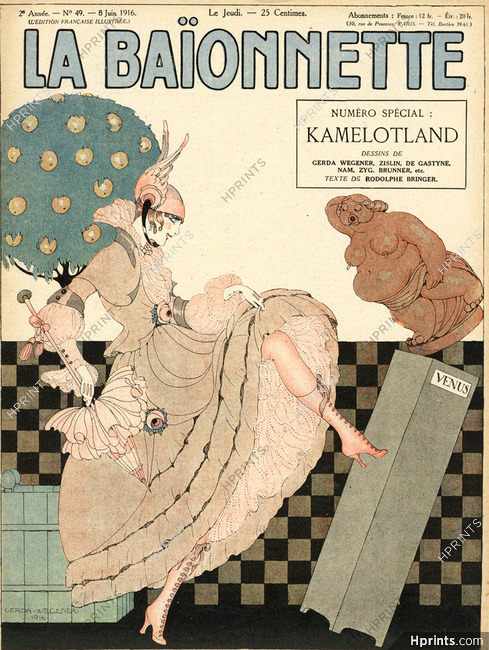 Gerda Wegener 1916 Kamelotland, Elegant Parisienne, La Baïonnette Art Deco Cover