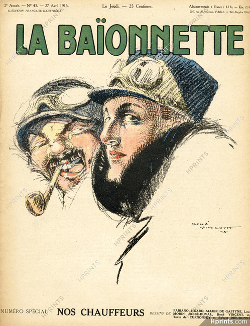 René Vincent 1916 Nos Chauffeurs, La Baïonnette Cover