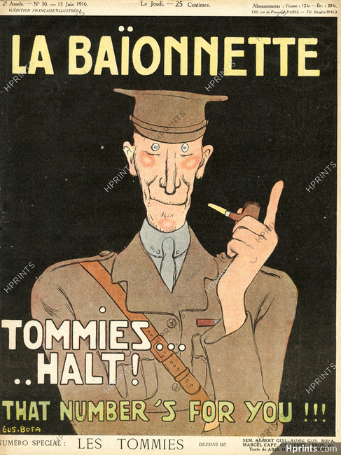 Gus Bofa 1916 Tommies Halt! World War I British Soldiers, La Baïonnette cover
