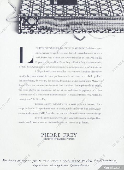 Pierre Frey tissus d'ameublement 1979