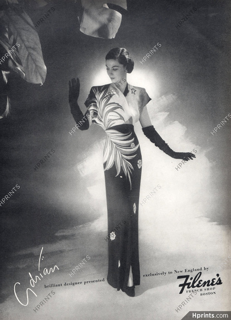 Adrian 1944 Embroidery Evening Gown, Fashion Photography