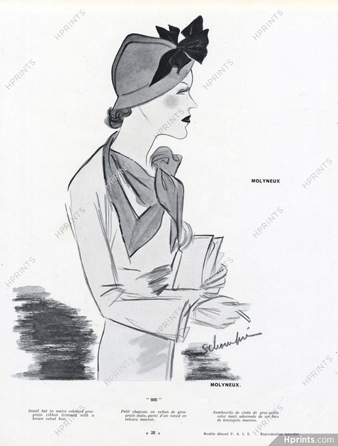 Schompré 1934 Molyneux, hat
