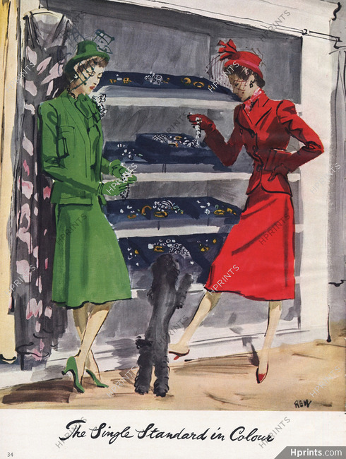 René Bouët-Willaumez 1941 Fashion Illustration, Poodle