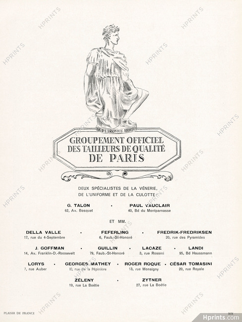 Les Tailleurs de Haut Luxe de Paris 1951