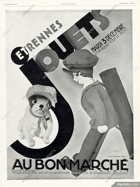 Au Bon Marché 1929 Toys, French bulldog, André Wilquin