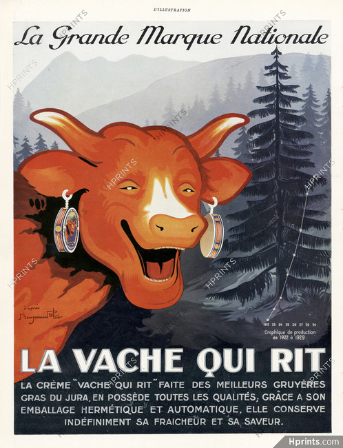Affiche Originale La Vache Qui Rit 1929 Benjamin Rabier - www