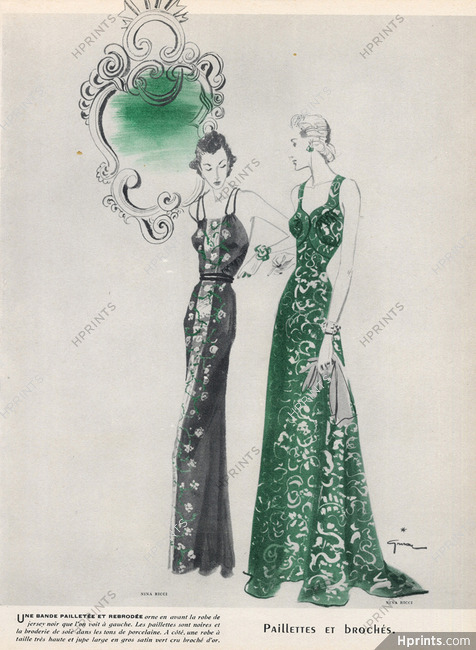 René Gruau 1937 Nina Ricci, Evening Gown