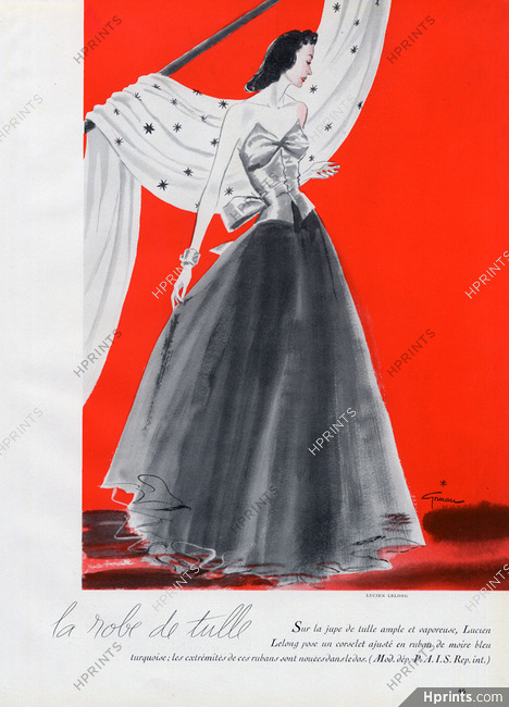 René Gruau 1937 Lucien Lelong "La Robe de Tulle"
