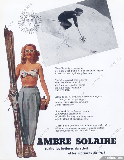 Ambre Solaire 1950 Suzy Bastide, Skieuse, Lucien Lorelle