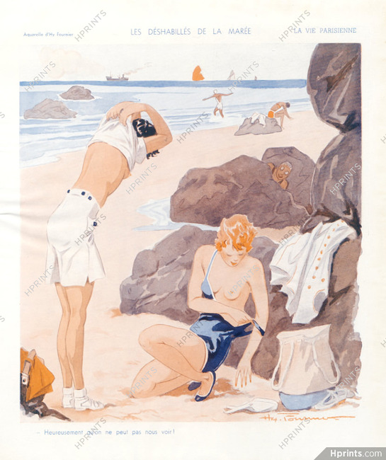 Henry Fournier 1936 "Les Déshabillés de la Marée" Beach, Topless