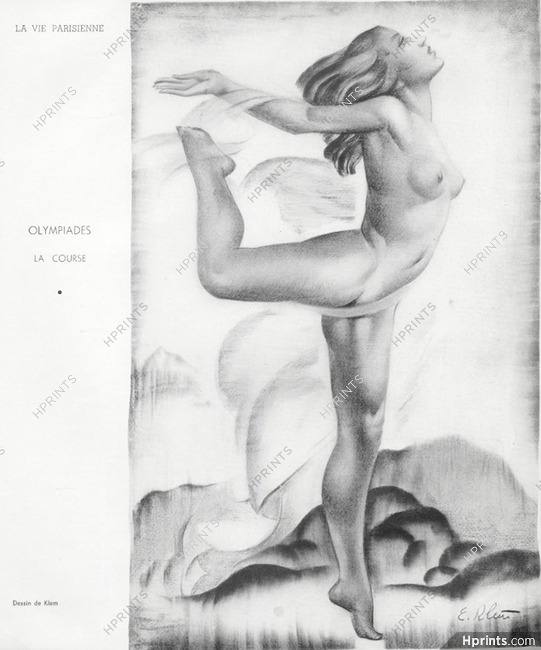 Klem 1936 "Olympiades, La Course" The race-walk, Nude