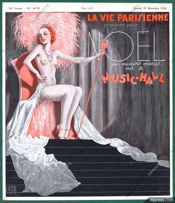 Georges Léonnec 1936 Chorus Girl, Nude, Music Hall