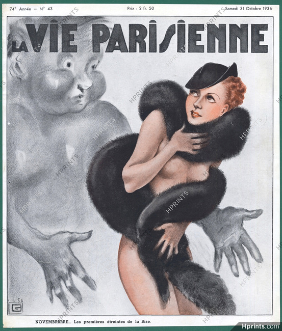 Georges Léonnec 1936 "Novembre, La Bise" North Wind, Nude