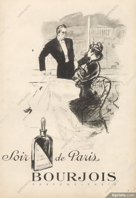 Bourjois (Perfumes) 1948 Pierre Mourgue, Soir De Paris