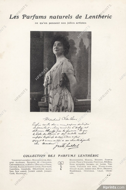 Lenthéric (Perfumes) 1908 Yvette Guilbert, Autograph