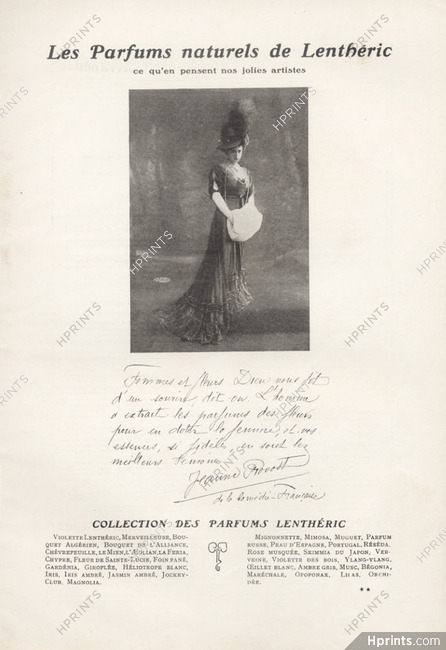 Lenthéric (Perfumes) 1908 Autograph, Jeanne Provost