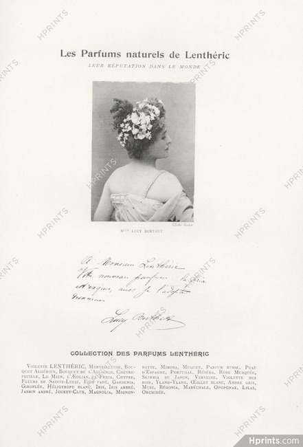 Lenthéric (Perfumes) 1906 Lucy Berthet (Portrait) Autograph