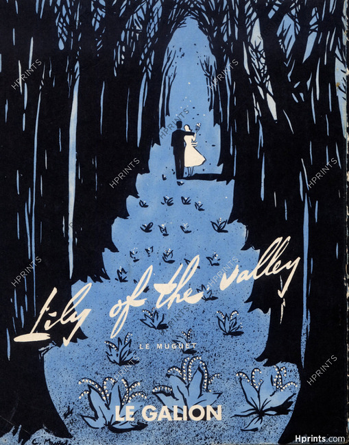 Le Galion (Perfumes) 1957 Lily Of The Valley, Lovers, Maurel (Version Blue-White)