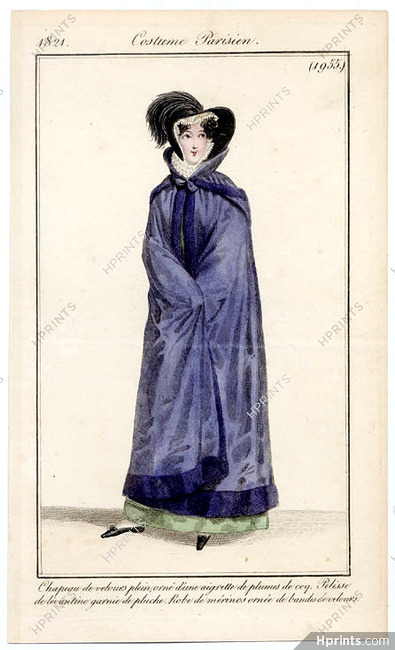 Le Journal des Dames et des Modes 1821 Costume Parisien N°1955